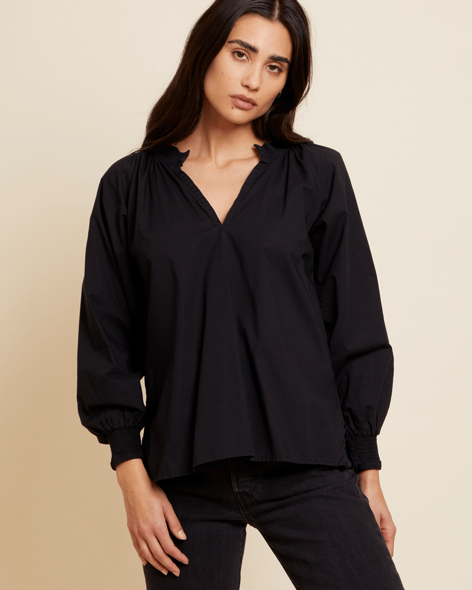 Black peasant blouse shop