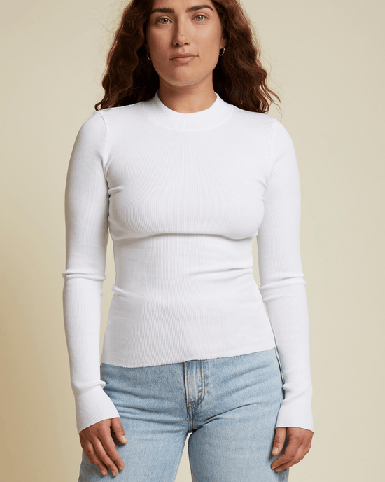 Nation LTD Gina Slim Mock Neck in White 