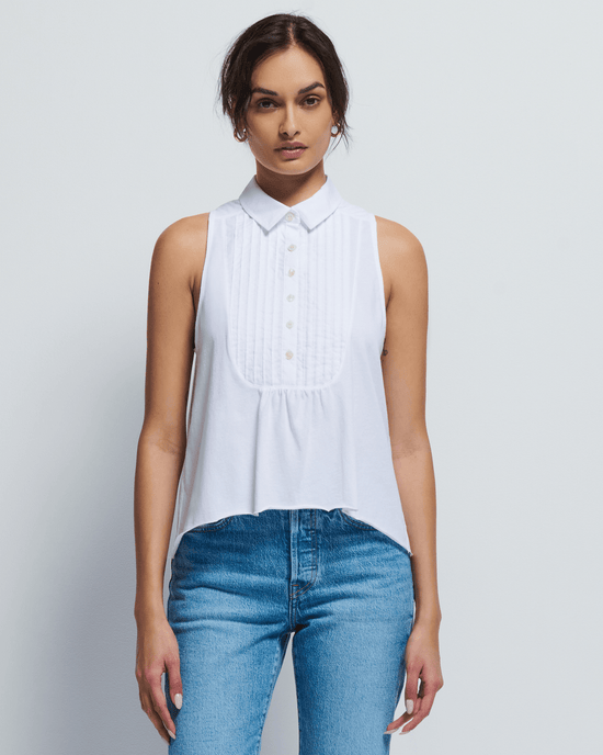 Nation LTD Greta Pintuck Top in White 