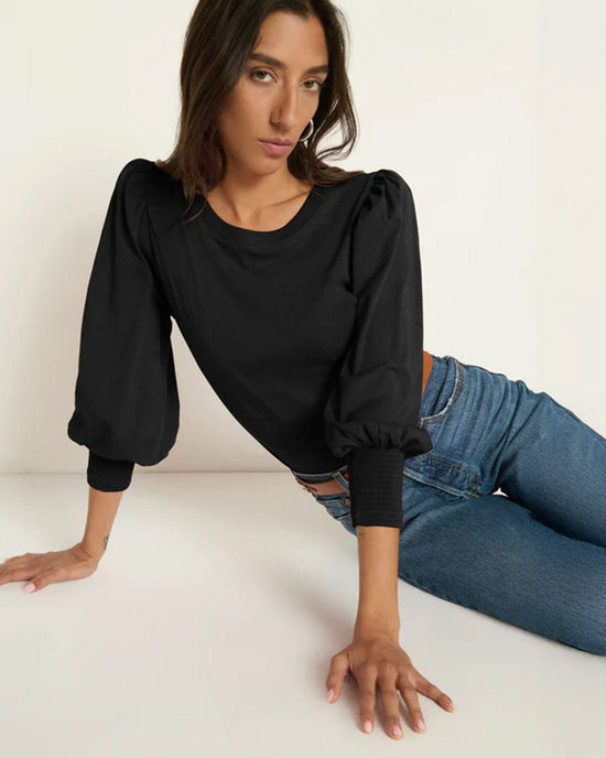 Nation LTD Clothing Loren Peasant Tee New Perfect Slub in Jet Black