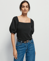 Nation LTD Naya Puff Sleeve Top in Jet Black 