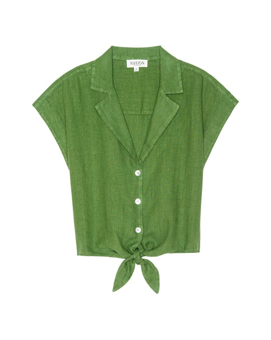 Nation LTD Noemi Tie Front Tank in Green Lawn 