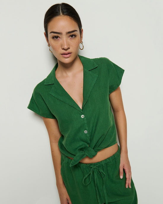 Nation LTD Clothing Noemi Tie Front Tank in Green Lawn