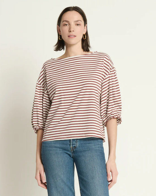 Nation LTD Sandra Boatneck Top in Sable Stripe 