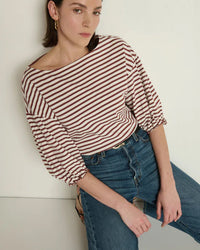 Nation LTD Sandra Boatneck Top in Sable Stripe 