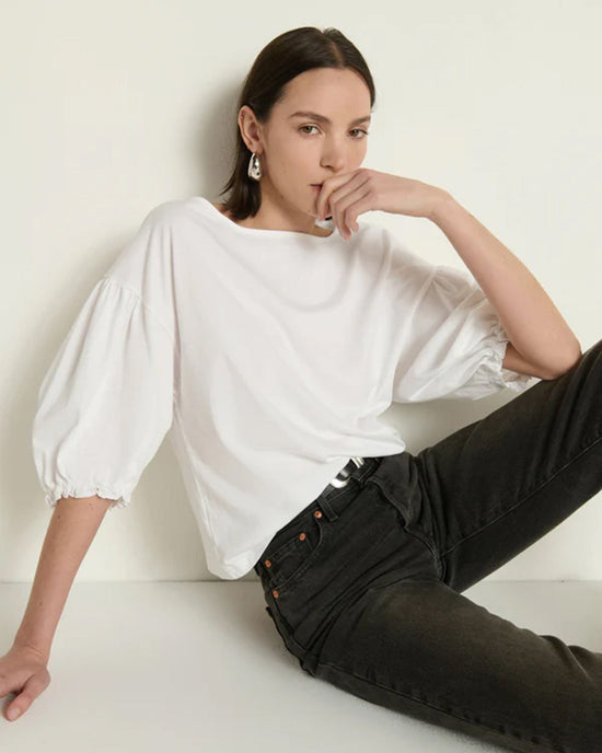 Nation LTD Sandra Boatneck Top in White 