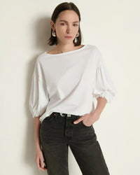 Nation LTD Sandra Boatneck Top in White 