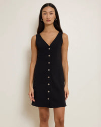 Nation LTD Sylvie V-Neck Mini Dress in Jet Black 1 - Bliss Boutiques