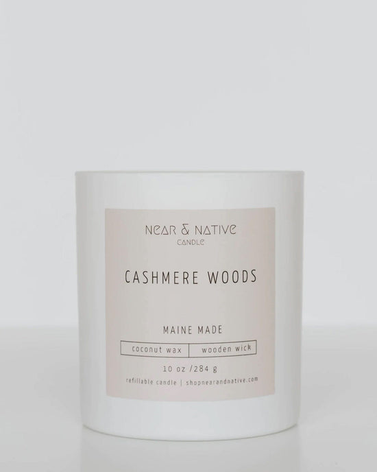 Near & Native Home Cashmere Woods Coconut Wax Wood Wick Candle in Cashmere Woods