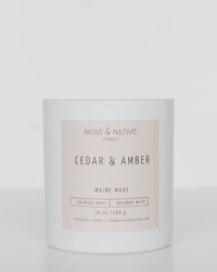 Near & Native Coconut Wax Wood Wick Candle in Cedar + Amber 