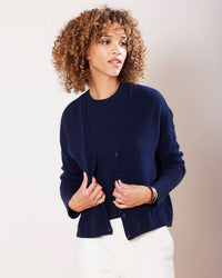 Not Monday Laurel Cashmere Cardigan in Navy 