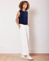 Not Monday Sage Cashmere Tank in Navy 
