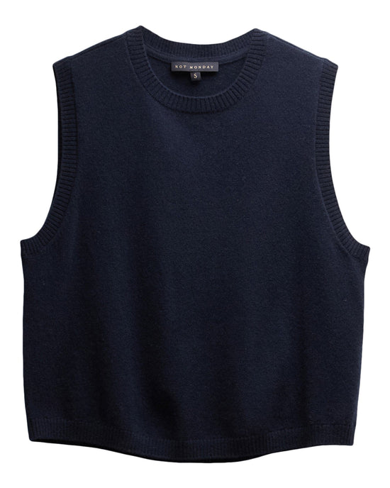 Not Monday Sage Cashmere Tank in Navy 