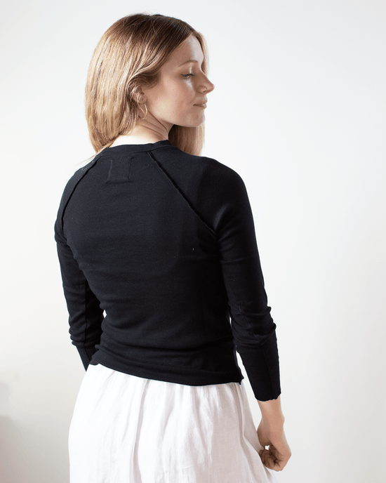 NSF Aria Fitted Rib Raglan Crew T in Black 