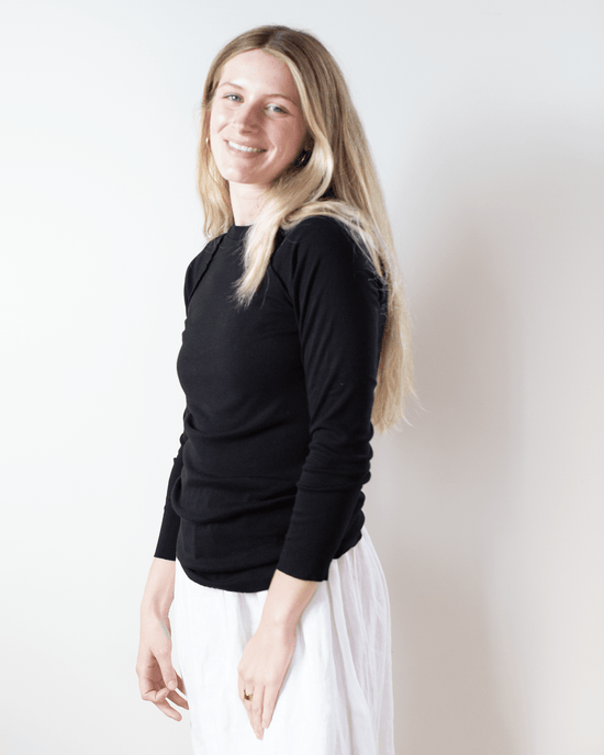 NSF Aria Fitted Rib Raglan Crew T in Black 