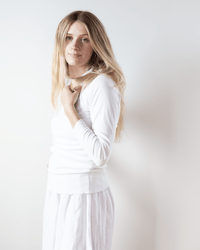 NSF Aria Fitted Rib Raglan Crew T in Chalk 