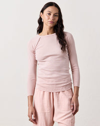 NSF Aria Fitted Rib Raglan Crew T in Rosy 