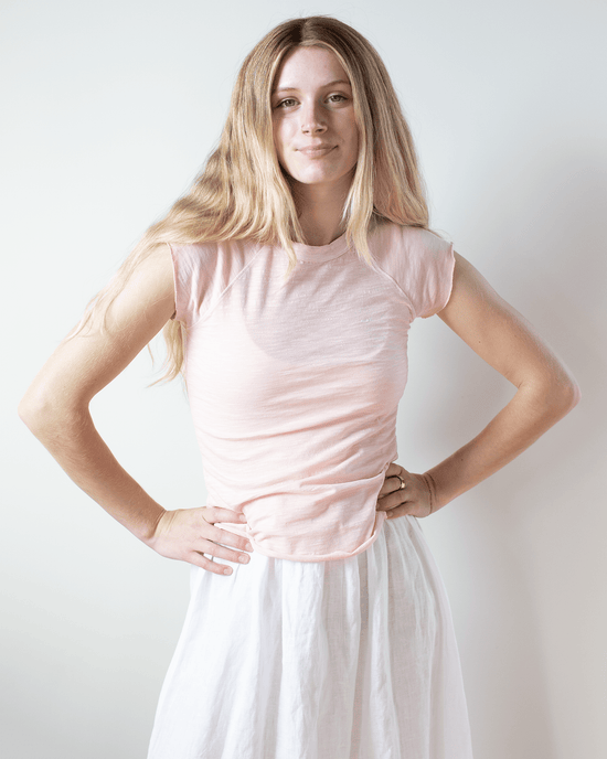 NSF Chloe Fitted Raglan Muscle T in Rosy 