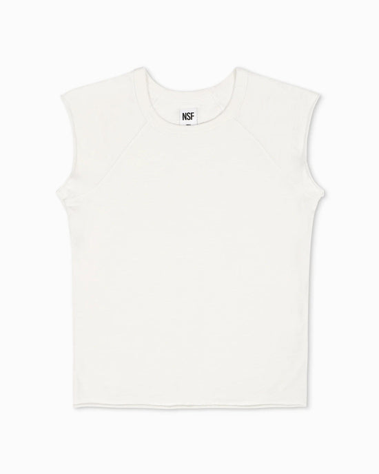 NSF Chloe Fitted Slub Jersey Muscle Tee in Soft White 