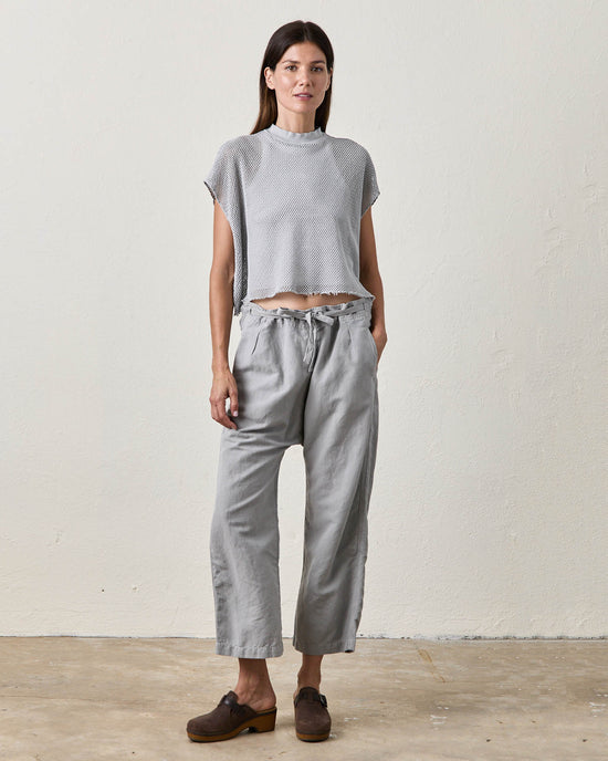 NSF Daryl Mesh Mock Neck T in Pale Grey 