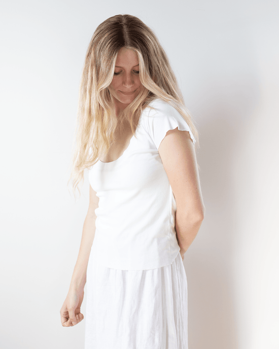 NSF Clothing Gia Fitted Rib U Neck in Chalk
