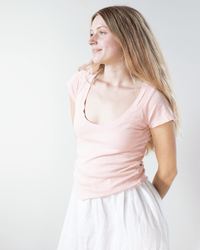 NSF Gia Fitted Rib U Neck in Rosy 