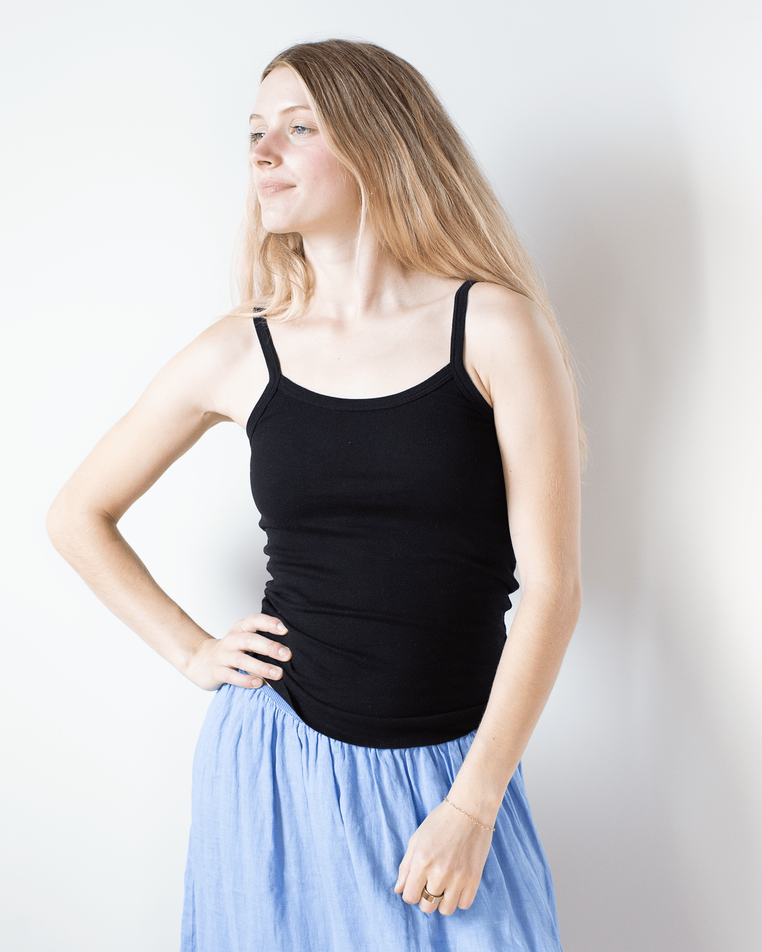 Kai Fitted Rib Cami Tank in Black