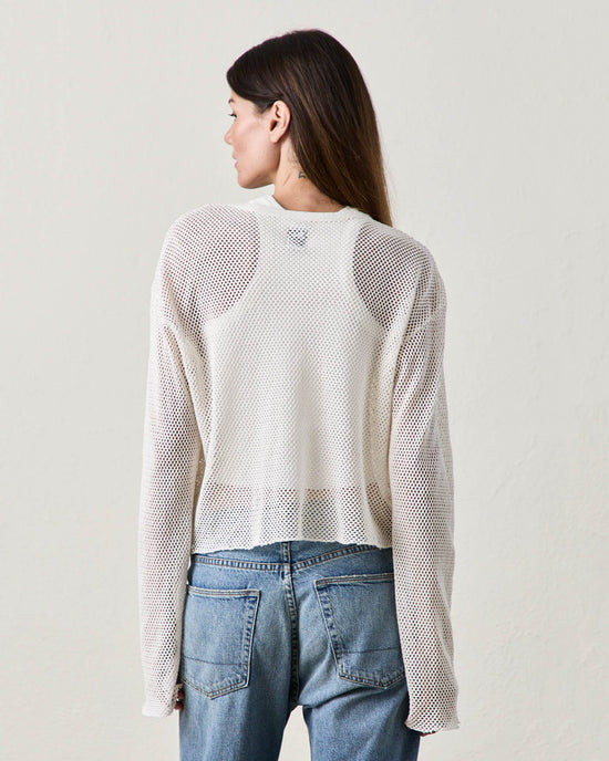 NSF Laurel Boxy Mesh L/S Crew T in Soft White 