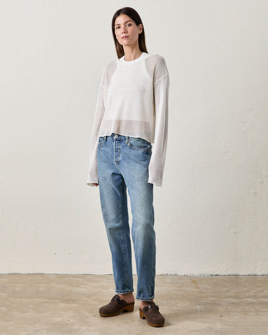 NSF Laurel Boxy Mesh L/S Crew T in Soft White 