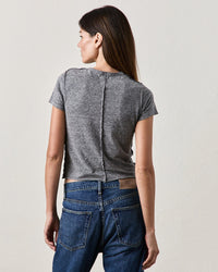NSF Tara Fitted Shrunken Crew T in Charcoal Heather Grey 