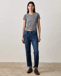 NSF Tara Fitted Shrunken Crew T in Charcoal Heather Grey 