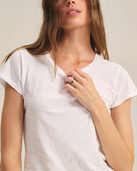 Odelia Short Sleeve Crew Neck Top in White - Bliss Boutiques