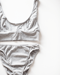 Only Hearts Lingerie Tank Bralette & High Cut Brief Set in Heather Grey