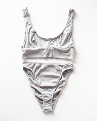 Only Hearts Lingerie Tank Bralette & High Cut Brief Set in Heather Grey