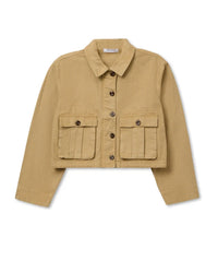 Paloma - Cotton Canvas Crop Jacket in Warm Ochre