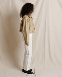 Paloma - Cotton Canvas Crop Jacket in Warm Ochre