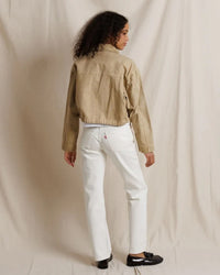 Paloma - Cotton Canvas Crop Jacket in Warm Ochre