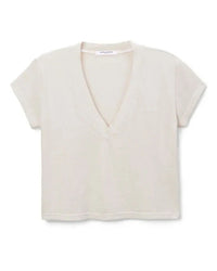 perfectwhitetee Alanis - Recycled Cotton V Neck in Sugar 5 - Bliss Boutiques