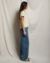 perfectwhitetee Alanis - Recycled Cotton V Neck in Sugar 3 - Bliss Boutiques