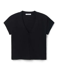 perfectwhitetee Alanis - Recycled Cotton V Neck in True Black 5 - Bliss Boutiques