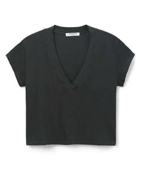 perfectwhitetee Alanis - Recycled Cotton V Neck in Vintage Black 5 - Bliss Boutiques