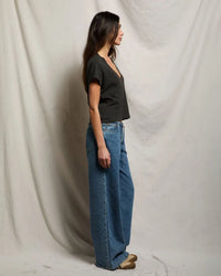 perfectwhitetee Alanis - Recycled Cotton V Neck in Vintage Black 3 - Bliss Boutiques