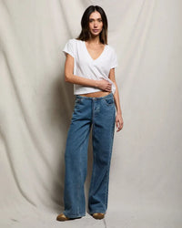 perfectwhitetee Alanis - Recycled Cotton V Neck in White 2 - Bliss Boutiques