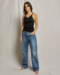 perfectwhitetee Annie - Recycled Cotton Ribbed Tank in True Black 2 - Bliss Boutiques