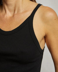 perfectwhitetee Annie - Recycled Cotton Ribbed Tank in True Black 3 - Bliss Boutiques