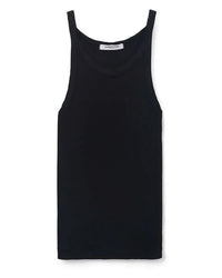 perfectwhitetee Annie - Recycled Cotton Ribbed Tank in True Black 5 - Bliss Boutiques