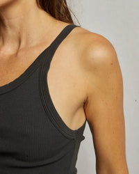 perfectwhitetee Annie - Recycled Cotton Ribbed Tank in Vintage Black 3 - Bliss Boutiques
