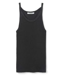 perfectwhitetee Annie - Recycled Cotton Ribbed Tank in Vintage Black 4 - Bliss Boutiques