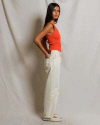 perfectwhitetee Blondie - Structured Rib Bra Friendly Tank in Clementine 3 - Bliss Boutiques