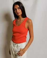 perfectwhitetee Blondie - Structured Rib Bra Friendly Tank in Clementine 1 - Bliss Boutiques
